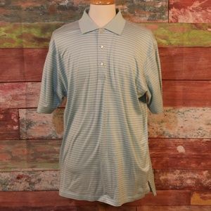 Peter Millar Green Blue Striped Polo Golf Shirt XL
